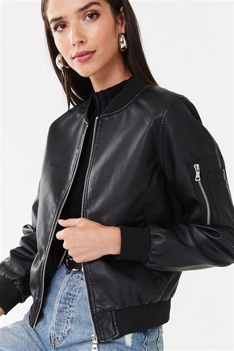 faux leather bomber jacket.